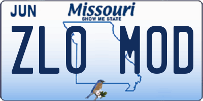 MO license plate ZL0M0D