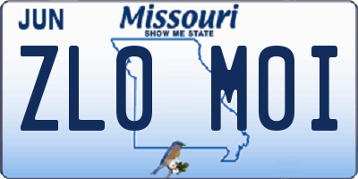 MO license plate ZL0M0I