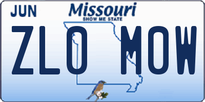 MO license plate ZL0M0W
