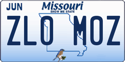 MO license plate ZL0M0Z