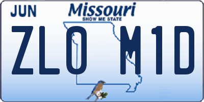 MO license plate ZL0M1D