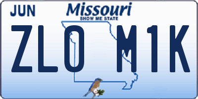 MO license plate ZL0M1K