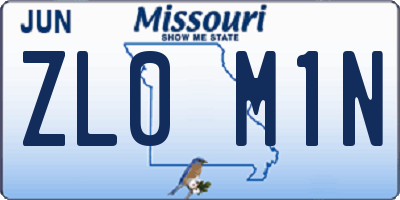 MO license plate ZL0M1N