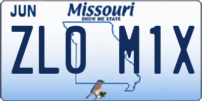 MO license plate ZL0M1X