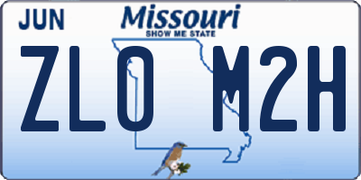 MO license plate ZL0M2H