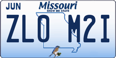 MO license plate ZL0M2I
