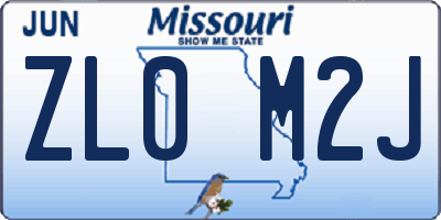 MO license plate ZL0M2J