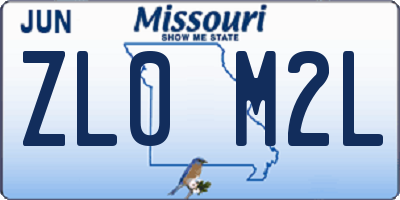 MO license plate ZL0M2L