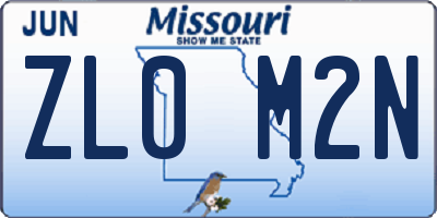 MO license plate ZL0M2N