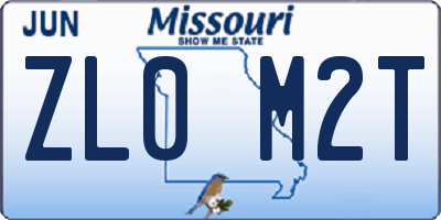 MO license plate ZL0M2T
