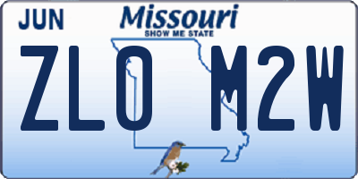 MO license plate ZL0M2W