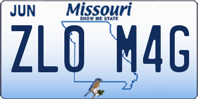 MO license plate ZL0M4G