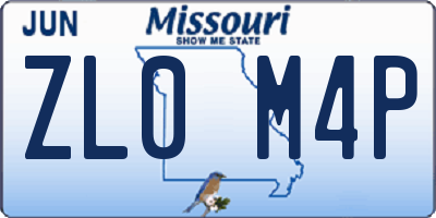MO license plate ZL0M4P