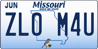 MO license plate ZL0M4U