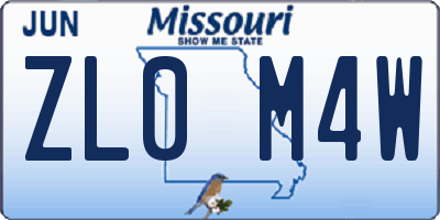 MO license plate ZL0M4W