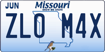 MO license plate ZL0M4X
