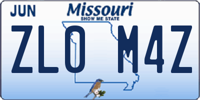 MO license plate ZL0M4Z