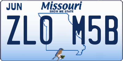 MO license plate ZL0M5B