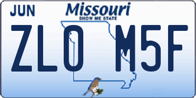 MO license plate ZL0M5F