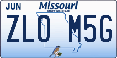 MO license plate ZL0M5G