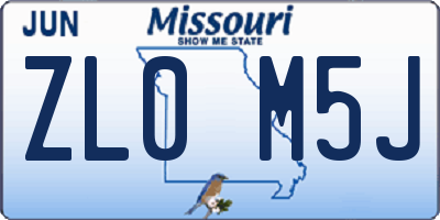 MO license plate ZL0M5J