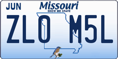 MO license plate ZL0M5L