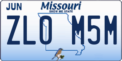 MO license plate ZL0M5M