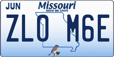 MO license plate ZL0M6E