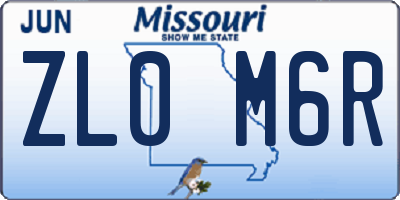 MO license plate ZL0M6R