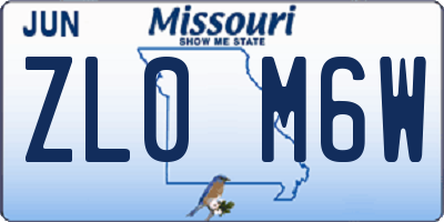 MO license plate ZL0M6W