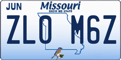 MO license plate ZL0M6Z