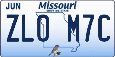 MO license plate ZL0M7C