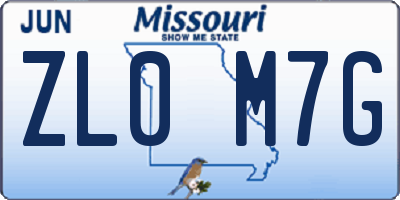 MO license plate ZL0M7G