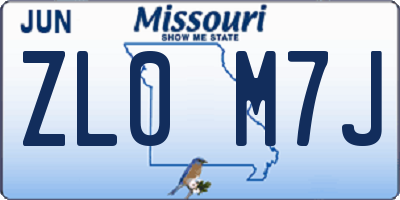 MO license plate ZL0M7J