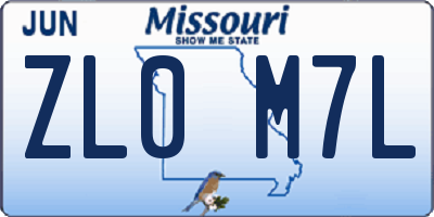 MO license plate ZL0M7L