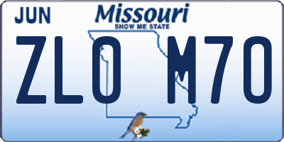 MO license plate ZL0M7O
