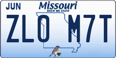 MO license plate ZL0M7T