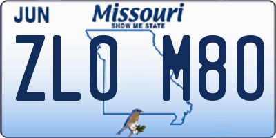 MO license plate ZL0M8O