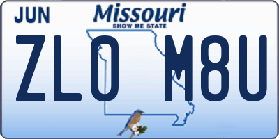 MO license plate ZL0M8U