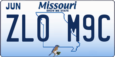 MO license plate ZL0M9C