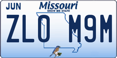 MO license plate ZL0M9M