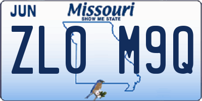 MO license plate ZL0M9Q