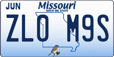 MO license plate ZL0M9S