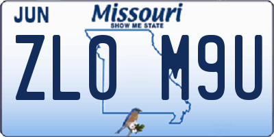 MO license plate ZL0M9U