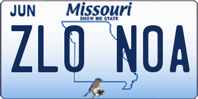 MO license plate ZL0N0A