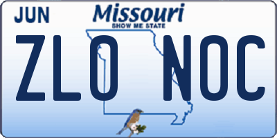 MO license plate ZL0N0C
