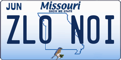 MO license plate ZL0N0I