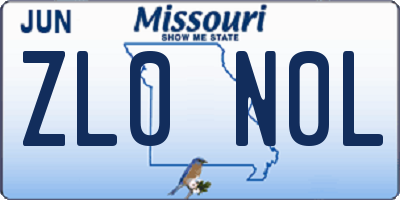 MO license plate ZL0N0L