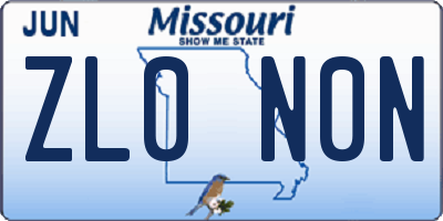 MO license plate ZL0N0N