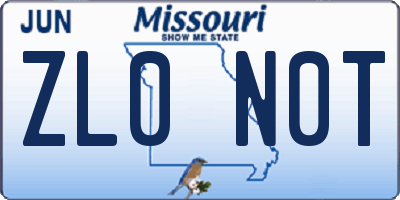MO license plate ZL0N0T